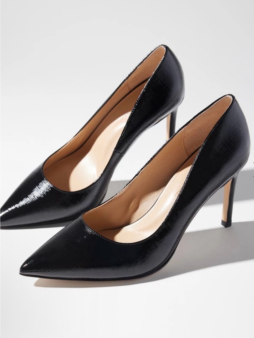 White House Black Market Black Patent Pointed-Toe Stiletto Pumps